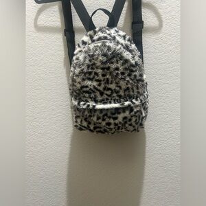 Leopard Print Furry Kids Backpack
